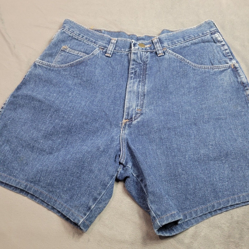 Wrangler Denim Shorts Womens 33 Blue Jean 100% Cotton Vintage Rigid Boho Cowgirl
